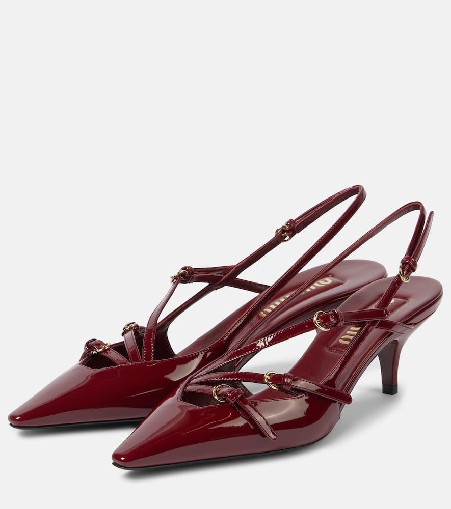 MIU MIU Slingback Deep Purple In Patent Leather With Buckles Women In Burgundy Product Image