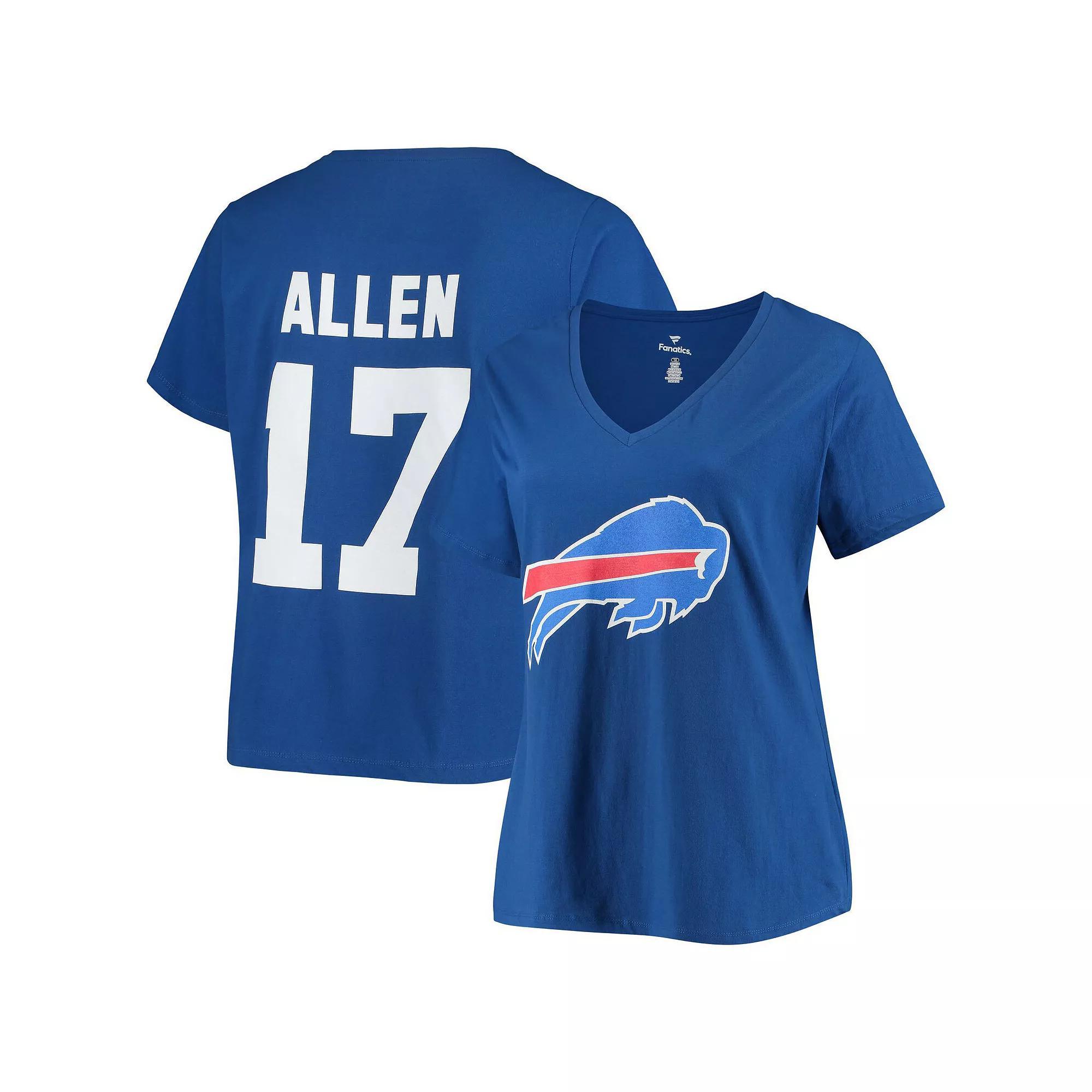 Women's Fanatics Branded Josh Allen Royal Buffalo Bills Plus Size Name & Number V-Neck T-Shirt, Size: 1XL, Blue Product Image