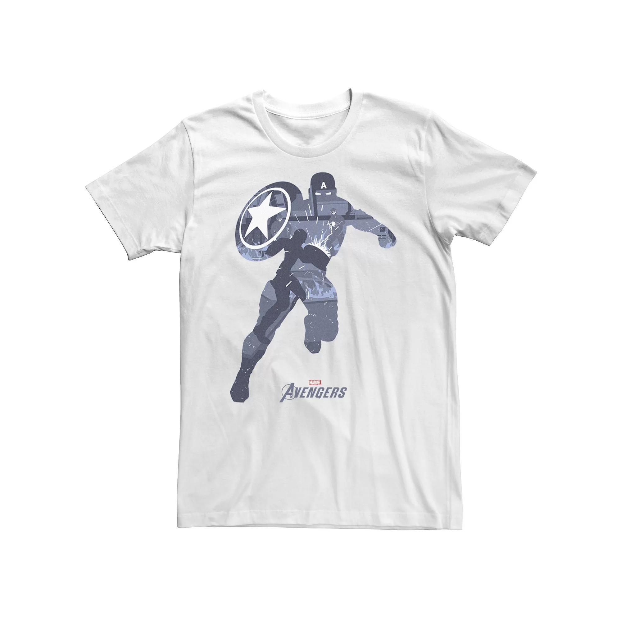 Big & Tall Marvel Avengers Game Captain America Silhouette Fill Tee, Men's, Size: 3XL Tall, White Product Image
