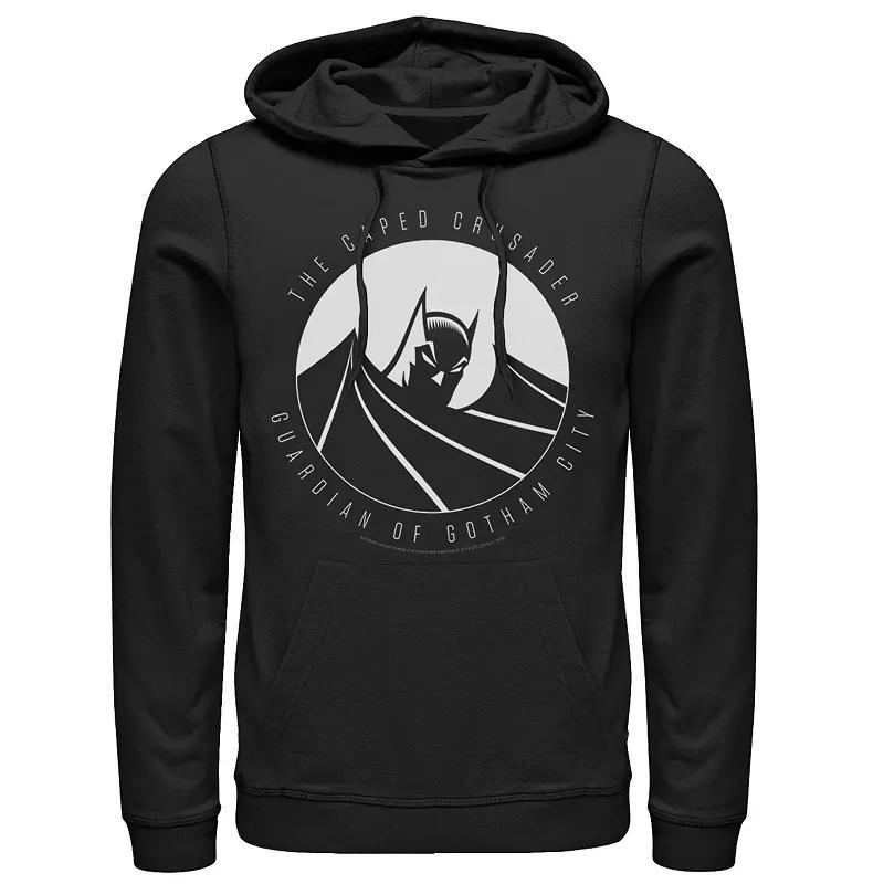Men's DC Comics Batman The Caped Crusader Text Poster Hoodie, Size: Large, Black Product Image