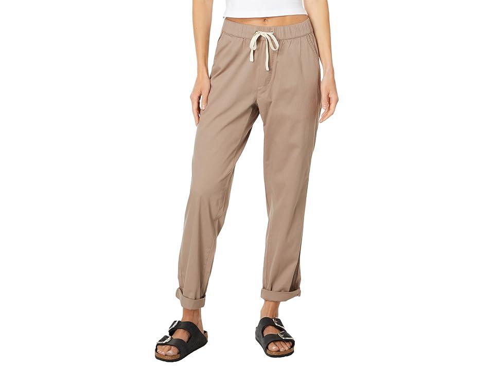 PACT Classic Woven Twill Drawstring Roll Up Pants (Cinder) Women's Clothing Product Image