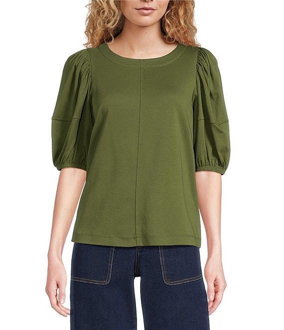 Gibson & Latimer Knit Crew Neck 3/4 Puff Sleeve Tee Shirt Product Image