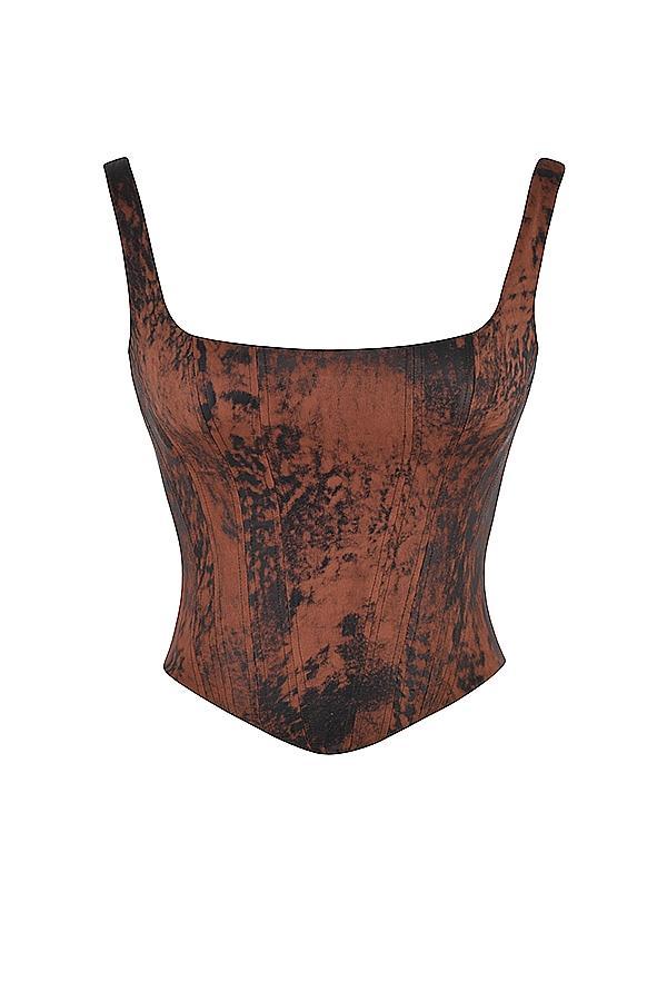 Rafa  antique copper satin longline corset Product Image