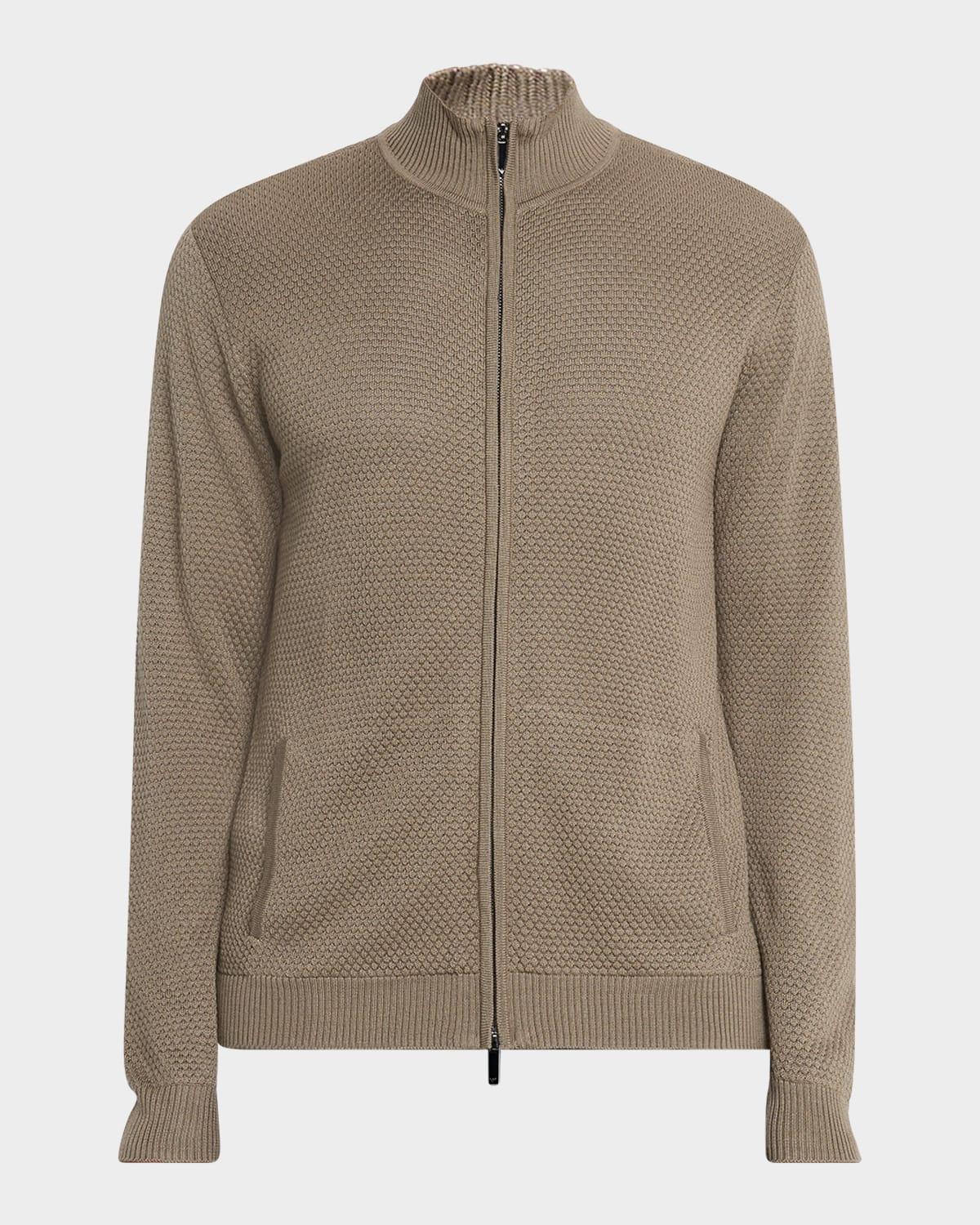 Mens Textured Circle Zip-Front Wool Cardigan Product Image