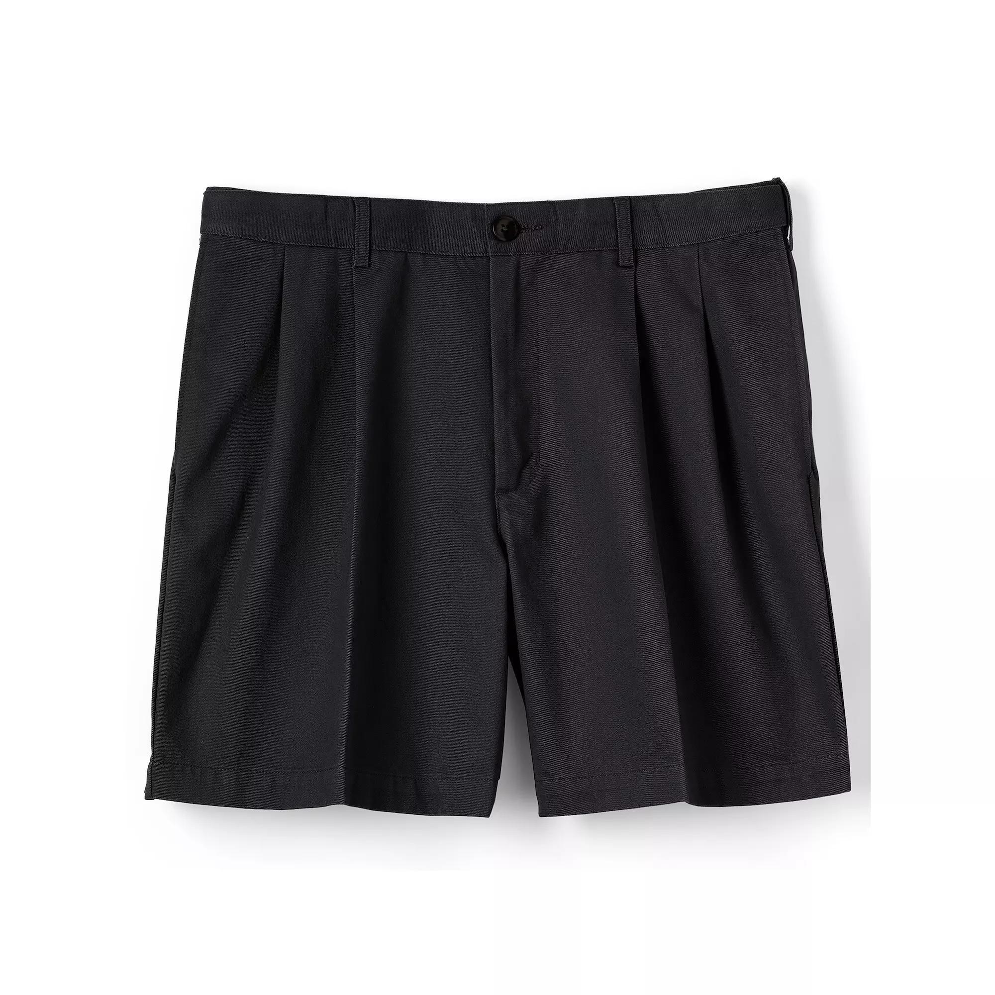Men's Lands' End Comfort Waist 6-inch No-Iron Pleated Chino Shorts, Size: 37, Green Product Image