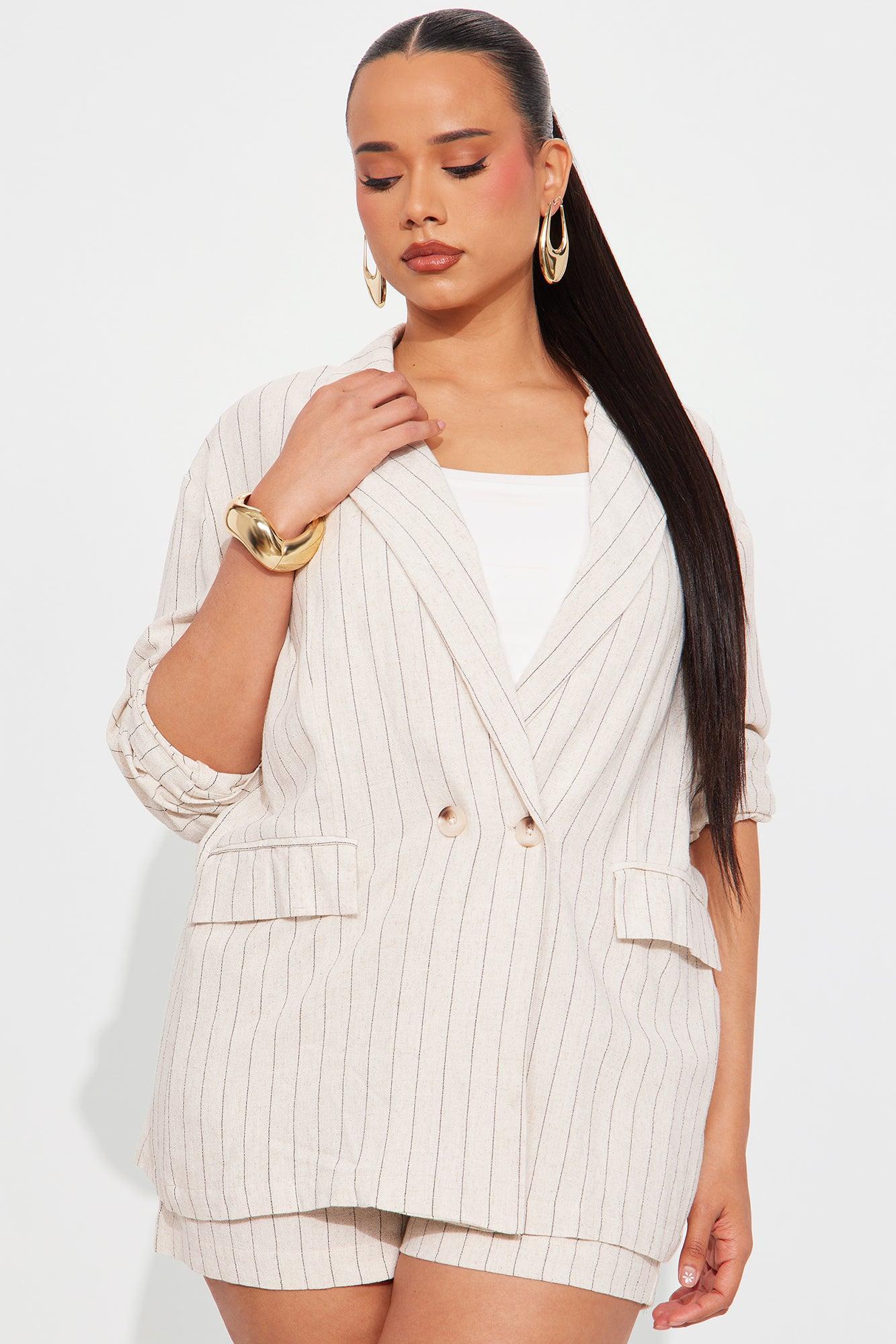 Monterey Linen Blazer Short Set - Natural/Combo Product Image