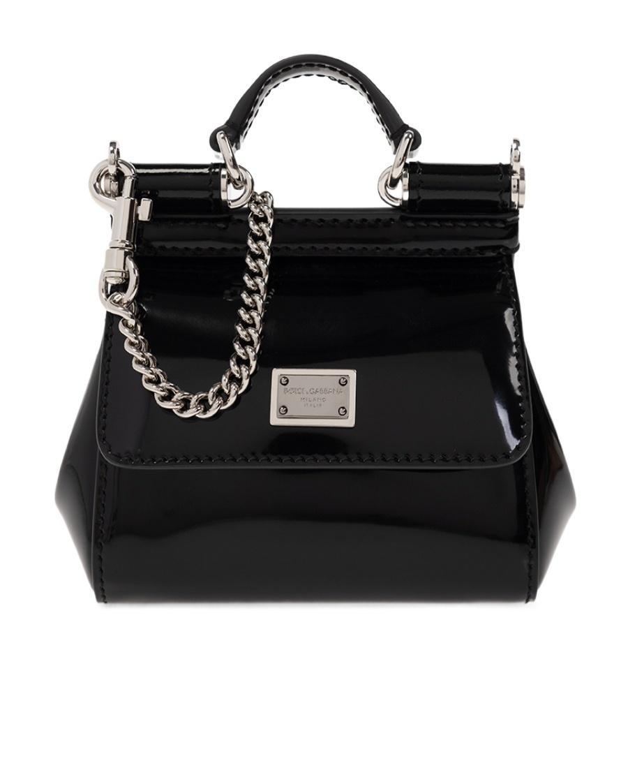 DOLCE & GABBANA Logo-plaque Leather Mini Bag In Black Product Image