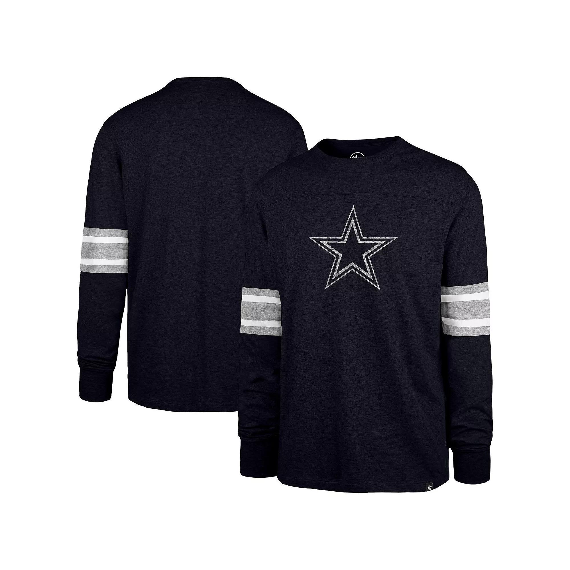Men's '47 Navy Dallas Cowboys Premier Brex Long Sleeve T-Shirt, Size: Small, Blue Product Image