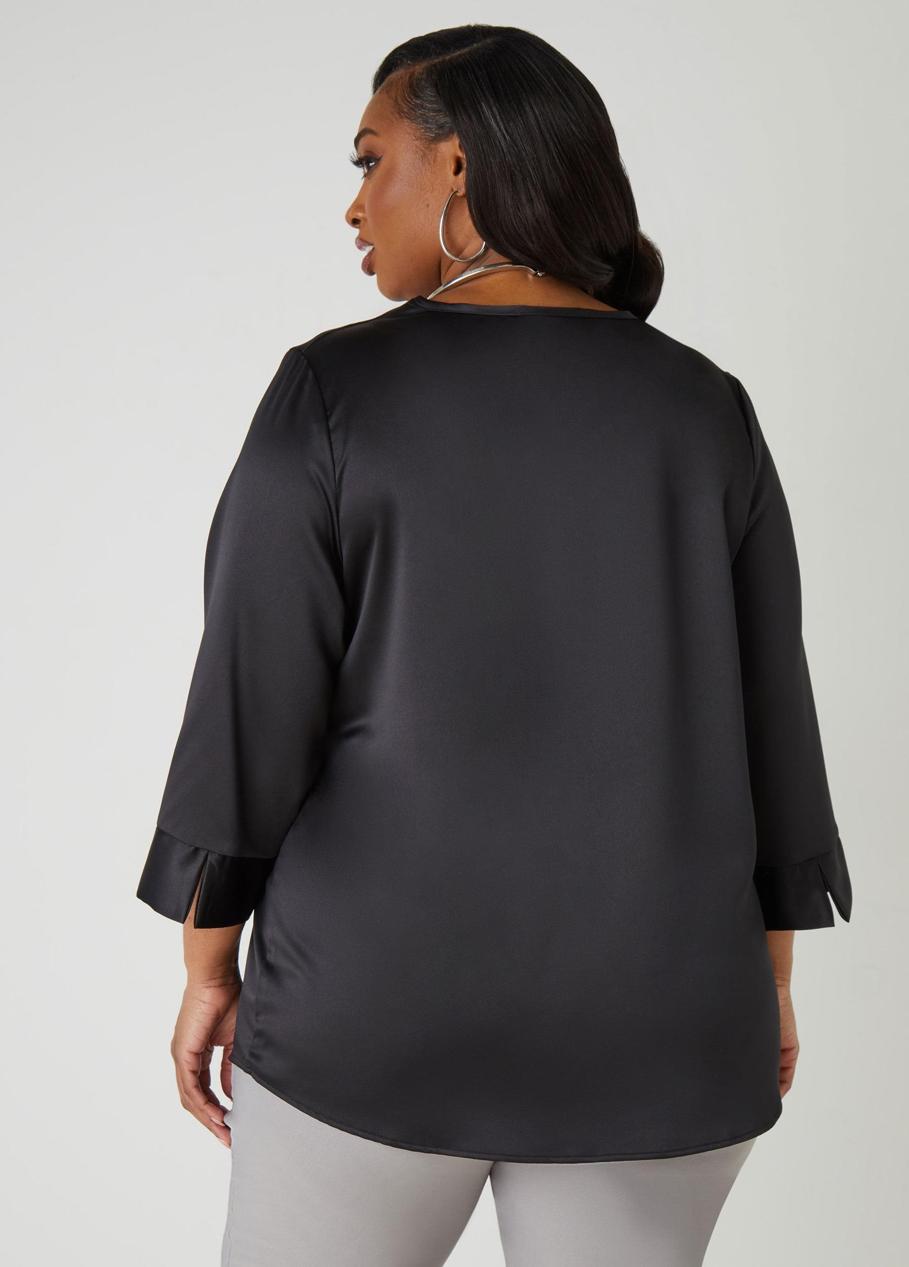 Satin V Neck Blouse Product Image