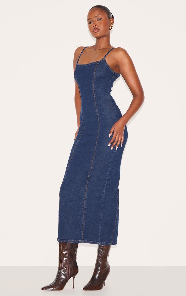 Indigo Cami Strap Denim Midaxi Dress Product Image