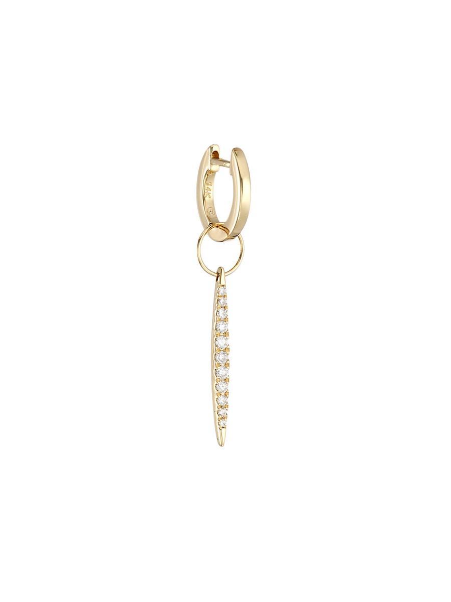 Womens 14K Yellow Gold & Diamond Small Needle Drop Earring Product Image