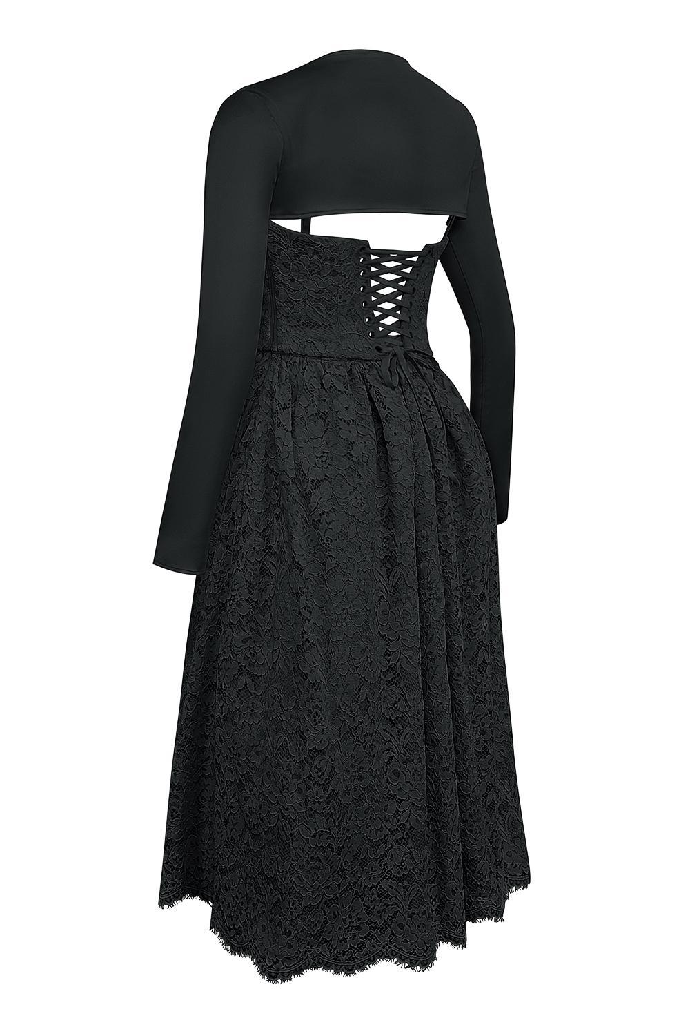 Duchess Black Lace Corset, Skirt and Bolero Product Image