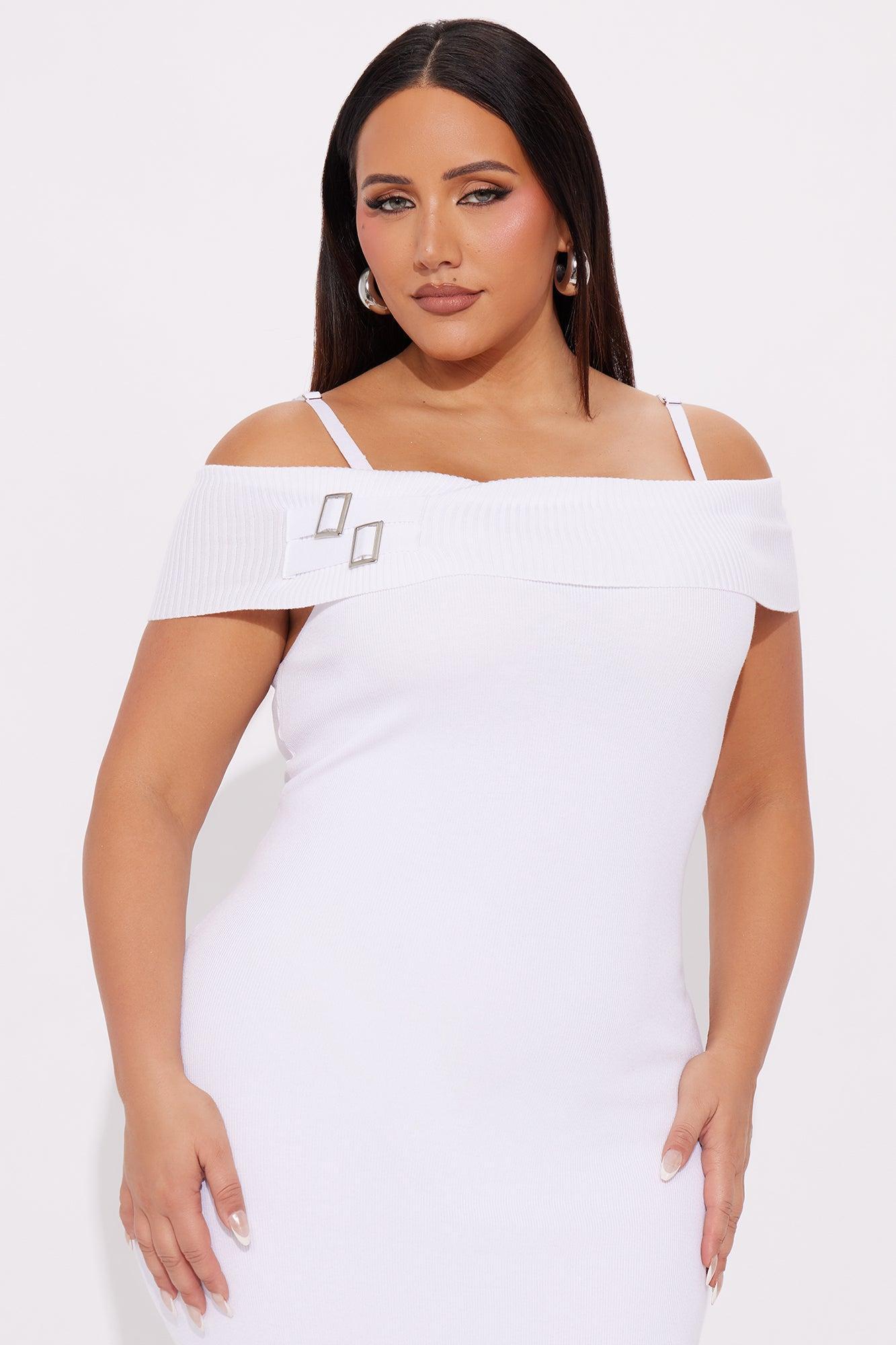 Belinda Cold Shoulder Sweater Midi Dress - White Female Product Image