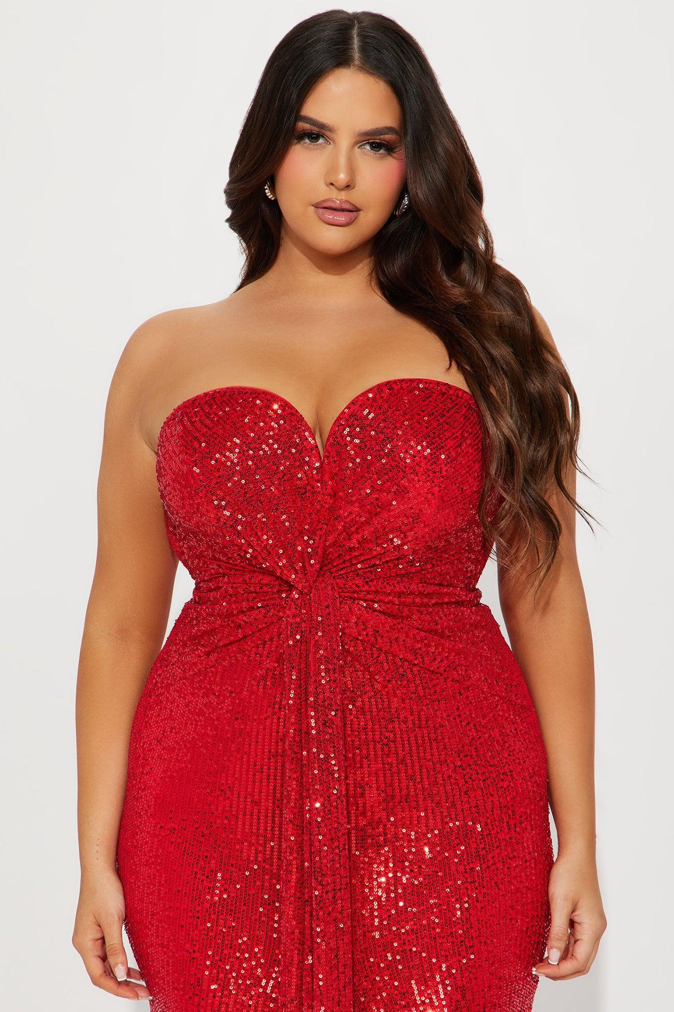 Celeste Sequin Maxi Dress - Red Product Image