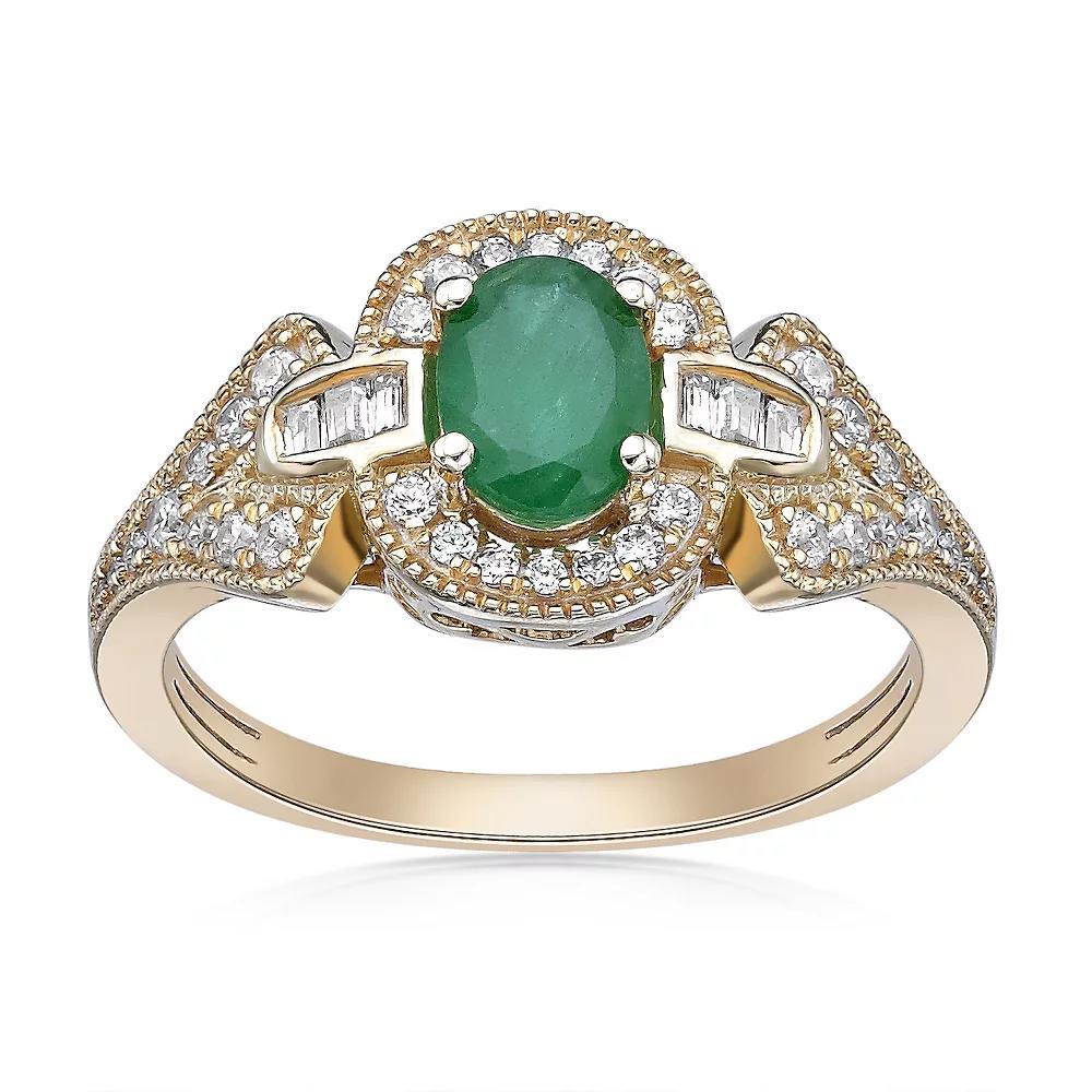 Gemminded 10k Gold Emerald & 3/8 Carat T.W. Diamond Ring, Women's, Size: 5 Product Image