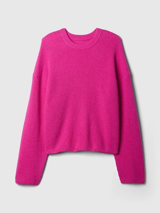 CashSoft Shaker-Stitch Crewneck Sweater Product Image