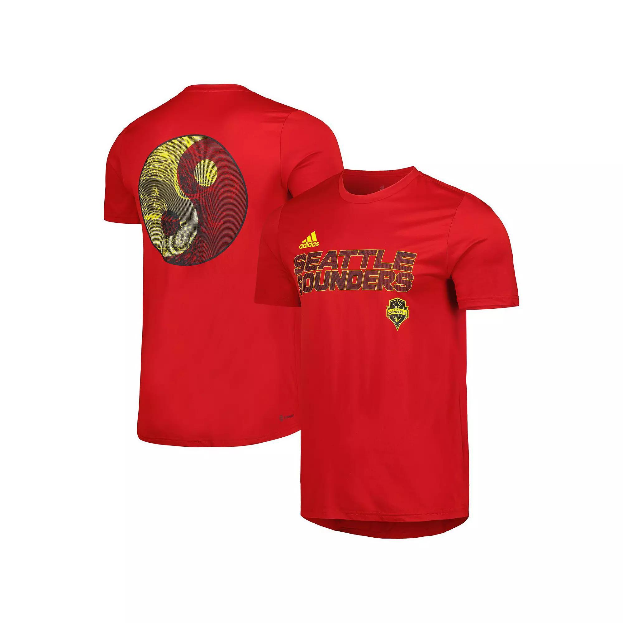 Men's adidas Red Seattle Sounders FC Team Jersey Hook AEROREADY T-Shirt, Size: Medium Product Image