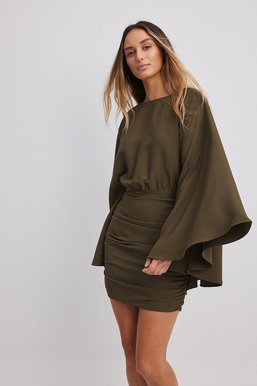 Wide Sleeve Draped Mini Dress Product Image