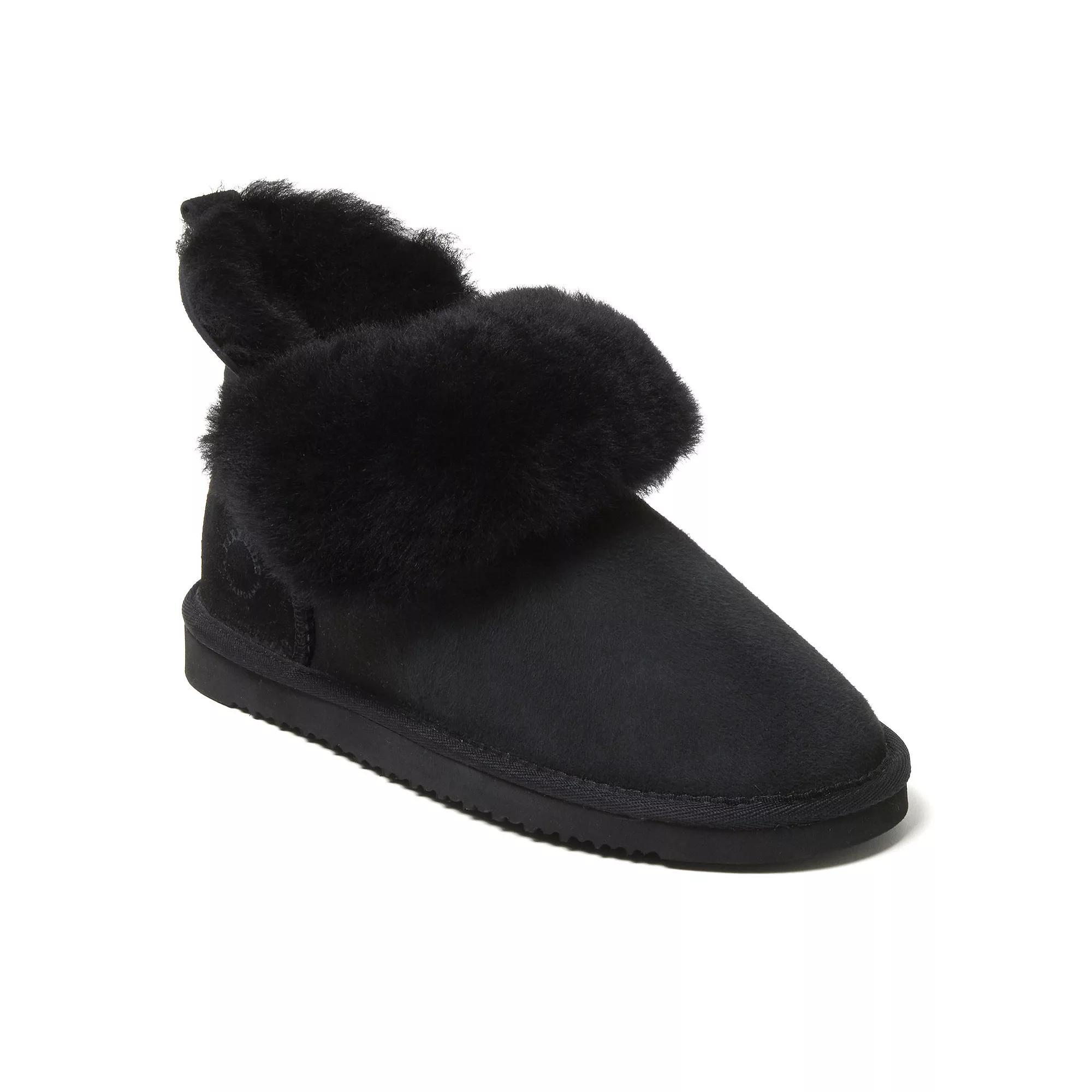 Fireside By Dearfoams Perth Wool-Lined Foldover Women's Boot Slippers, Size: 11, Black Product Image