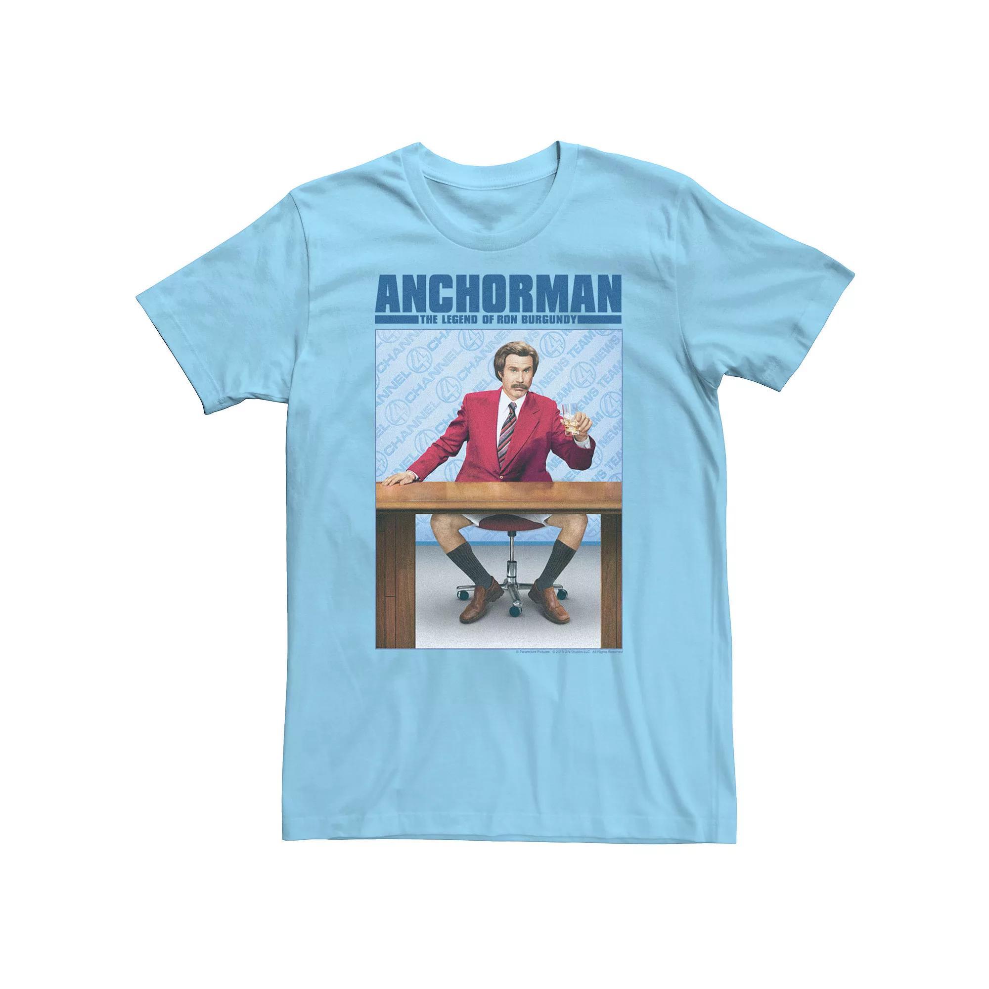 Men's Anchorman Ron Burgundy Poster Tee, Size: Small, Light Blue Product Image