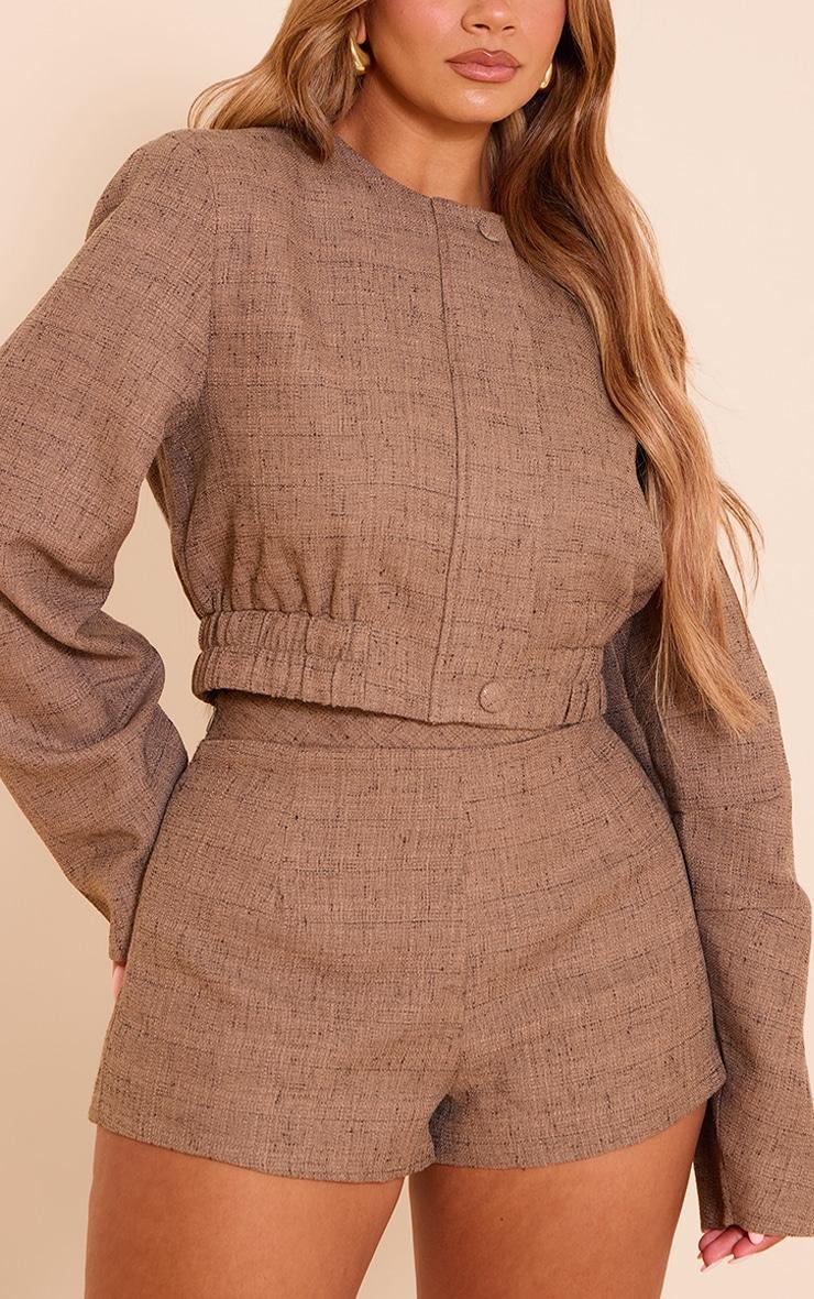 Shape Chocolate Linen Cropped Jacket Product Image