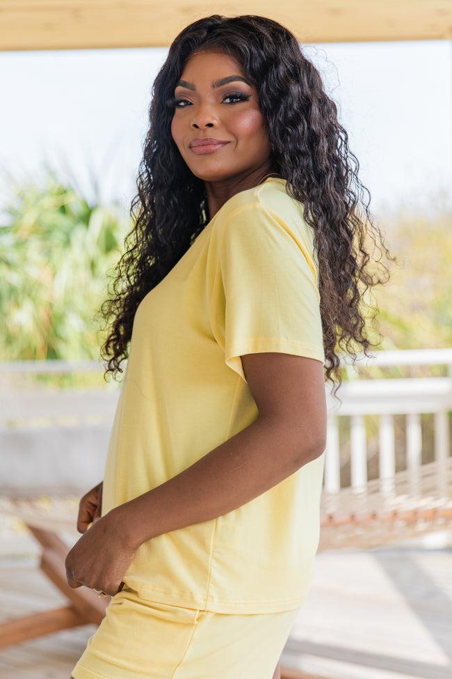 Over The Moon Yellow Lyocell Lounge Top FINAL SALE Product Image