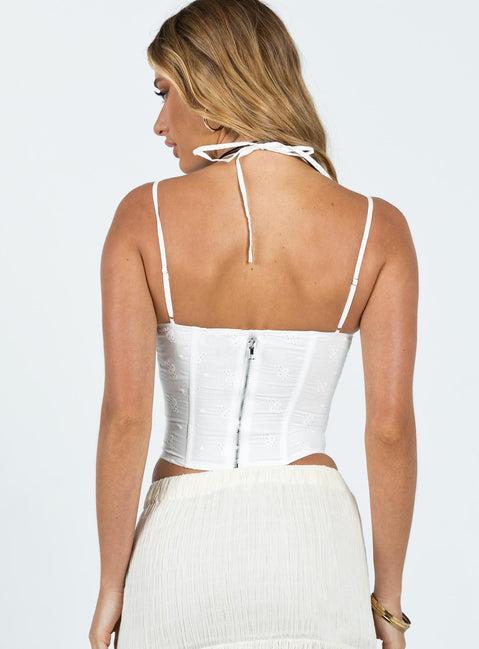Luvan Lace Corset Top White Product Image