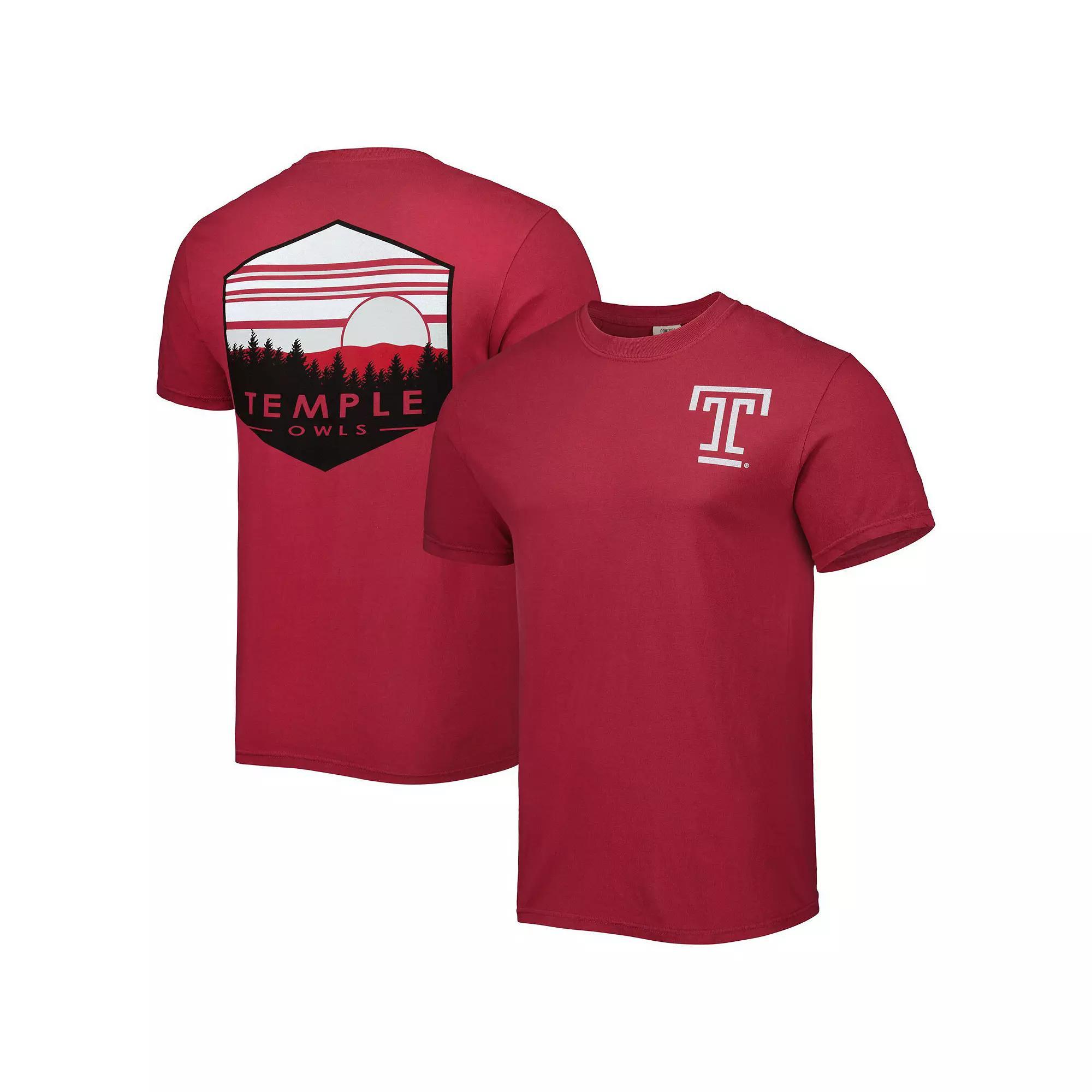 Men's Red Temple Owls Landscape Shield T-Shirt, Size: Medium, Tem Red Product Image