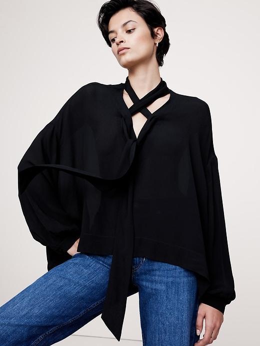 Georgette Cross-Tie Trapeze Top Product Image