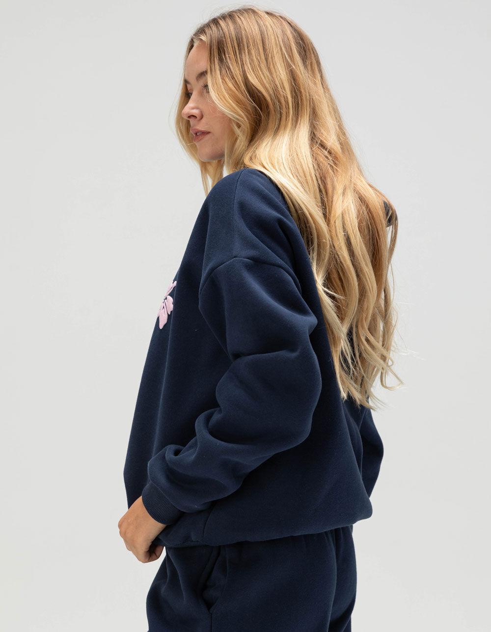 FULL TILT Hibiscus Print Womens Hoodie - NAVY Product Image