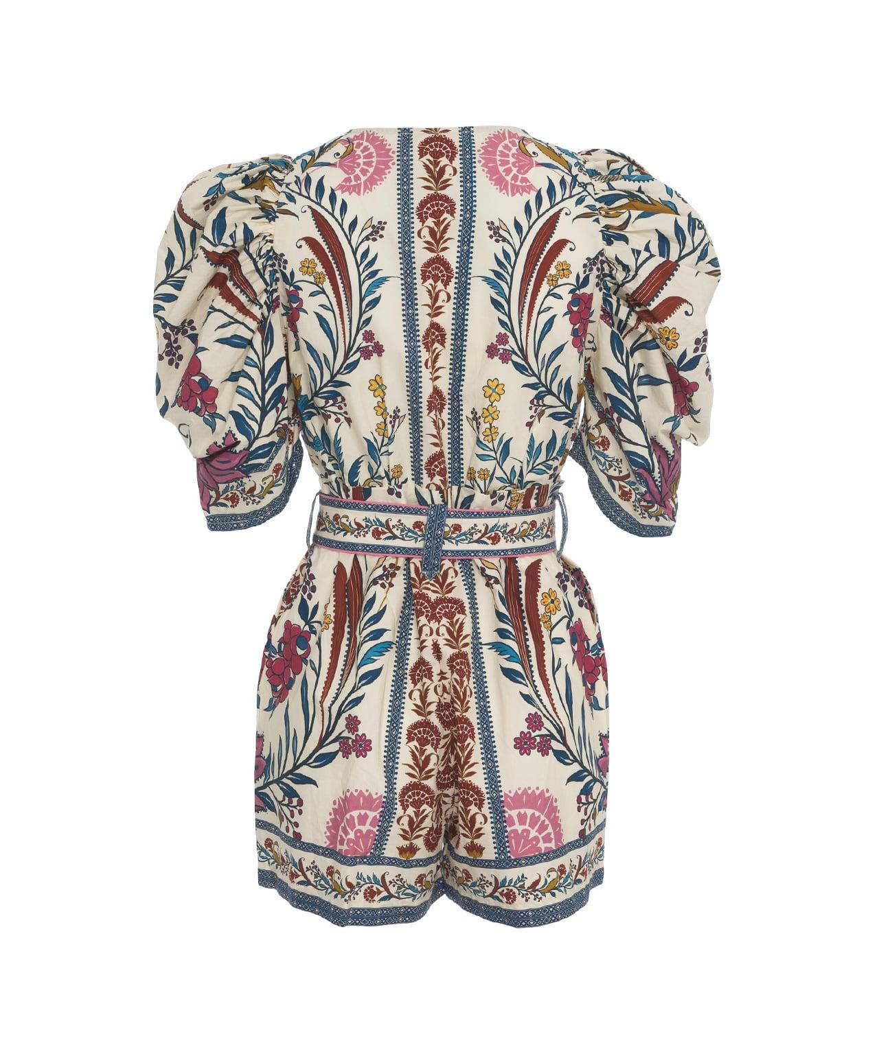 Short jumpsuit with puff sleeves Product Image