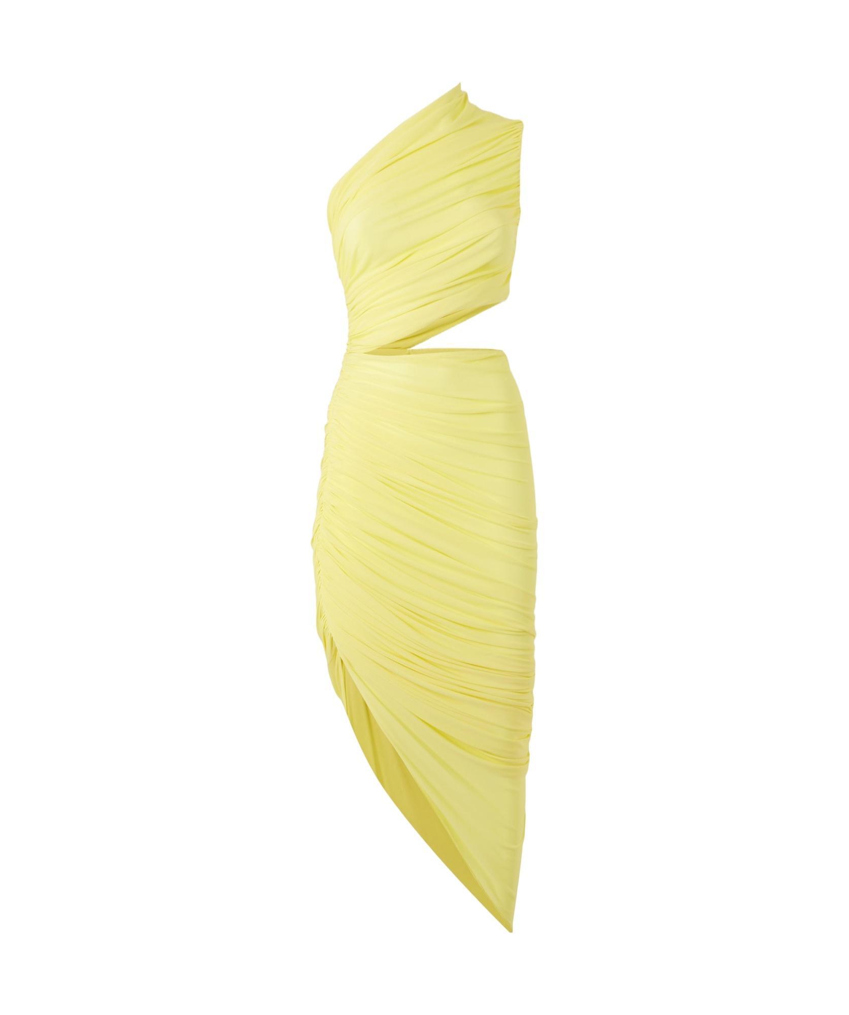ALAÏA One Shoulder Cut Dress In Yellow Product Image