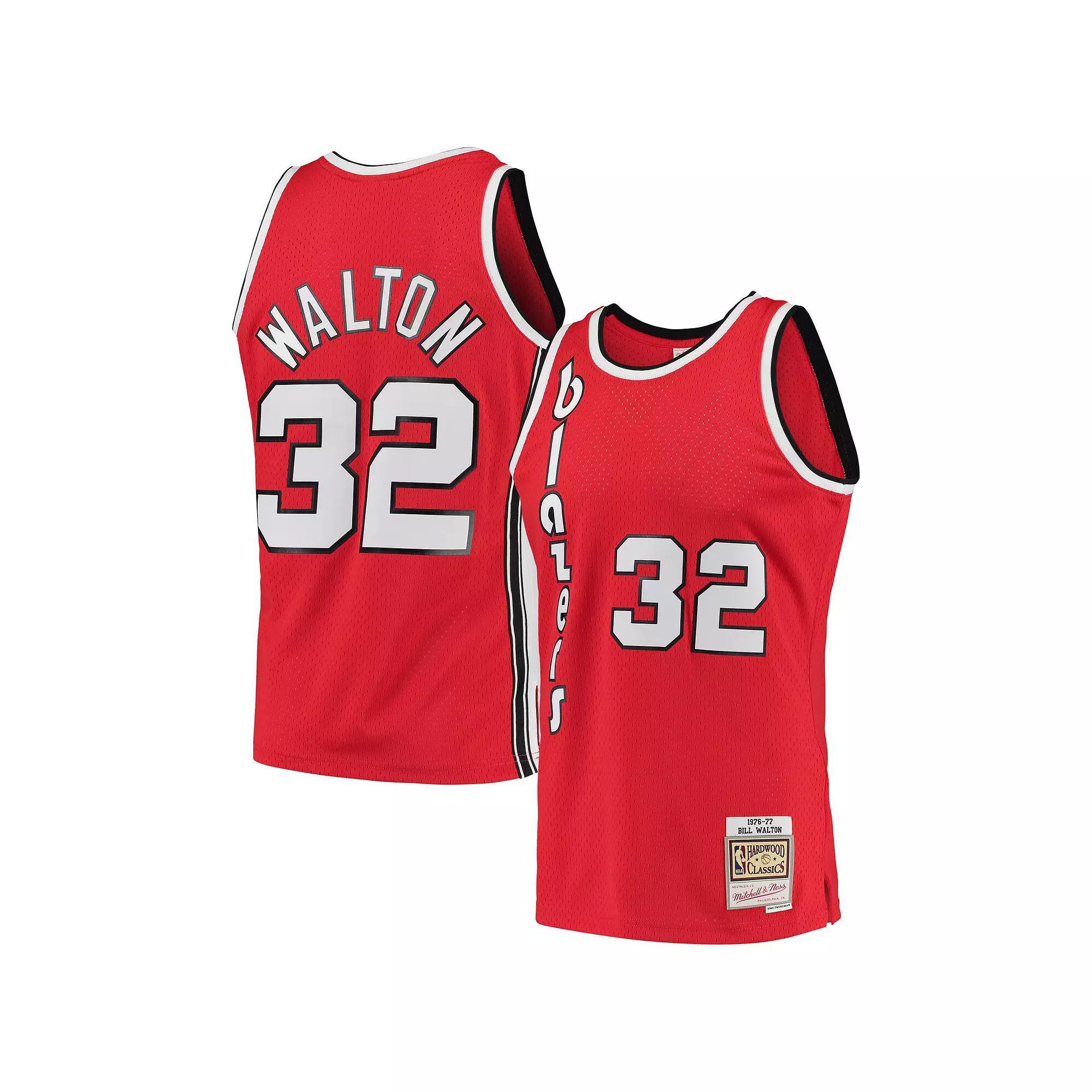 Men's Mitchell & Ness Bill Walton Red Portland Trail Blazers 1976-77 Hardwood Classics Swingman Player Jersey, Size: Small Product Image