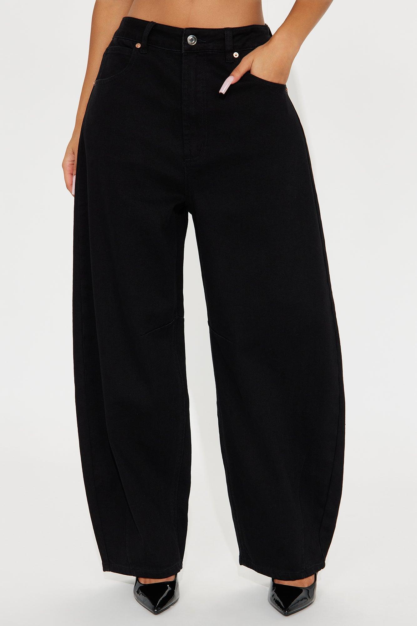 Checked Out Barrel Leg Jeans - Black Product Image