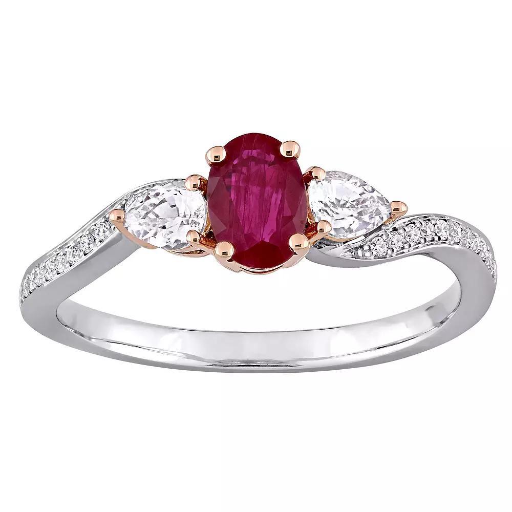 Stella Grace 14k Two Tone Gold Ruby, White Sapphire & Diamond Accent Ring, Womens Product Image