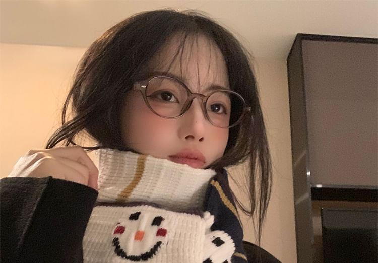 Embroidered Tassel Knit Scarf (Various Designs) Product Image