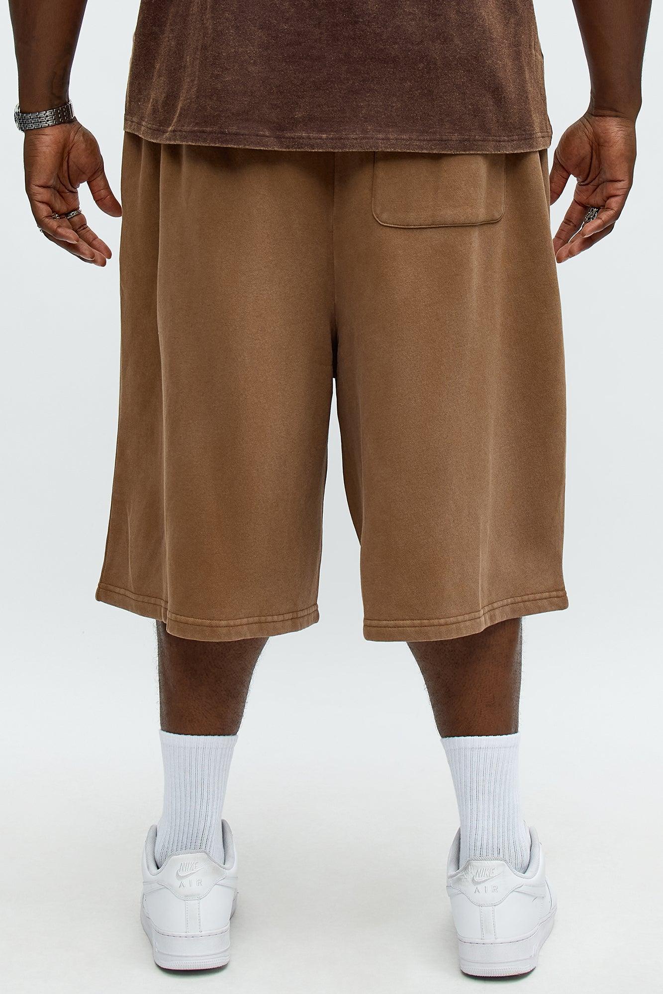 Tyson Baggy Washed Shorts - Brown Male Product Image