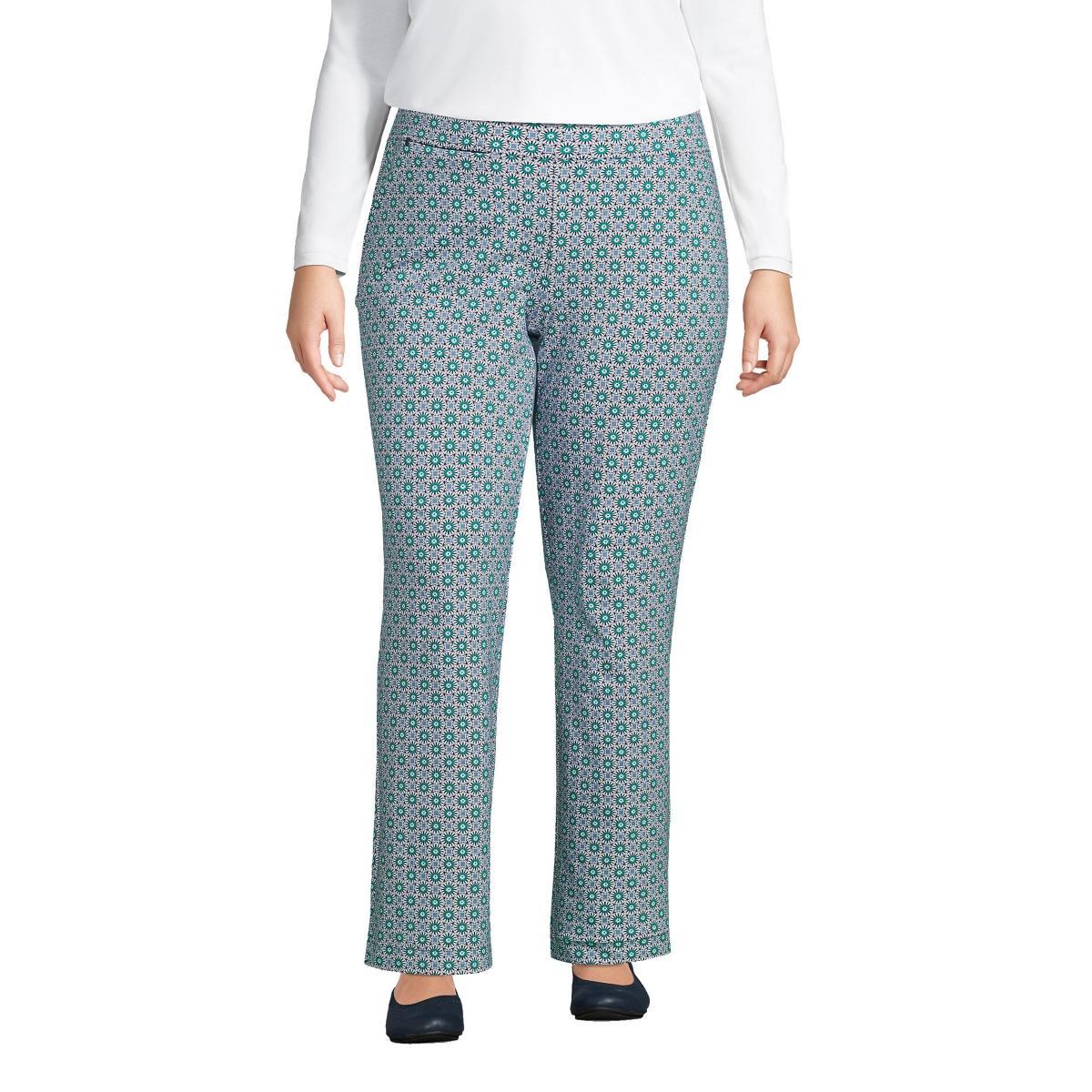 Plus Size Lands' End Starfish Pull-On Straight-Leg Pants, Women's, Size: 1XL, Green Moss Product Image