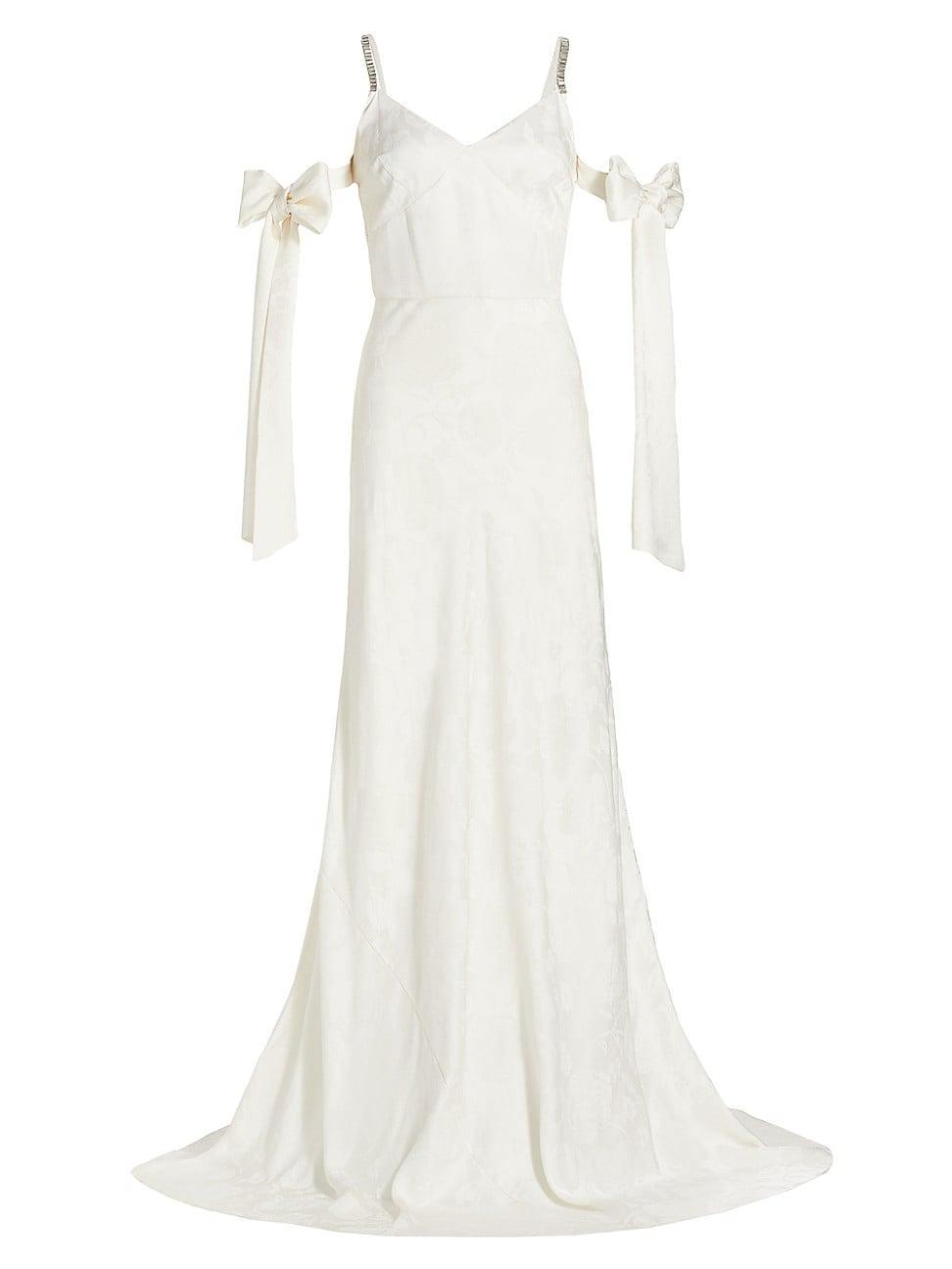 Womens Circe Floral Jacquard Arm Bow Gown Product Image