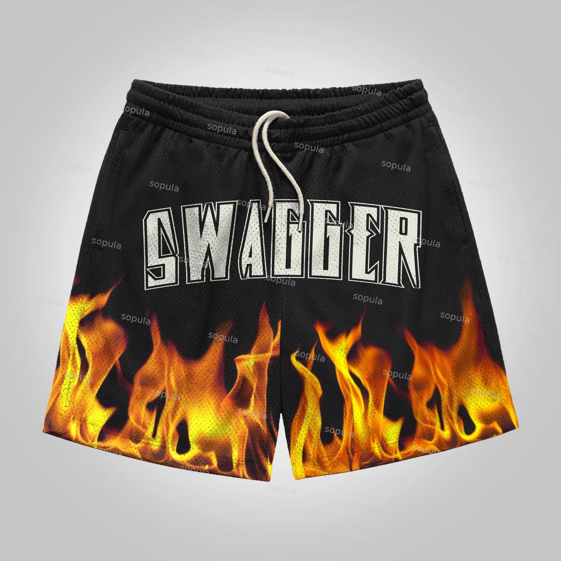 Sopula Swagger Flame Graphic Drawstring Shorts Product Image