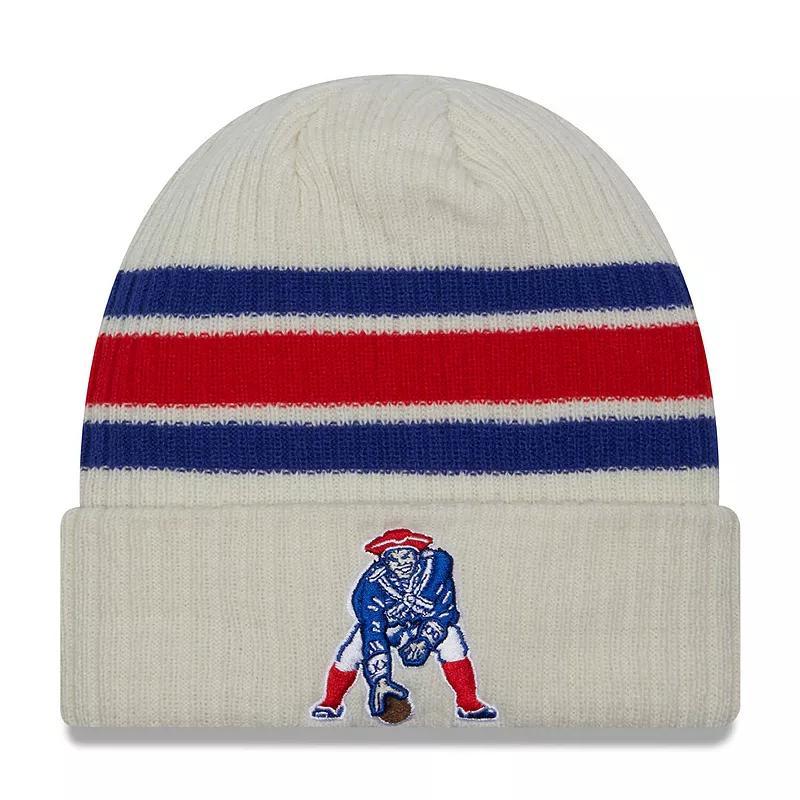 Mens New Era Cream New England Patriots Gridiron Classics Vintage Cuffed Knit Hat Product Image