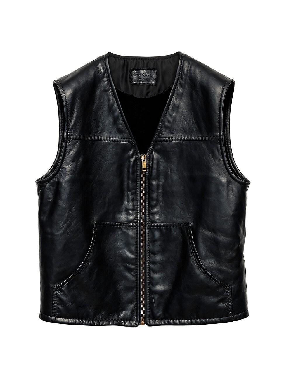 Mens Leather and Shearling Vest Product Image