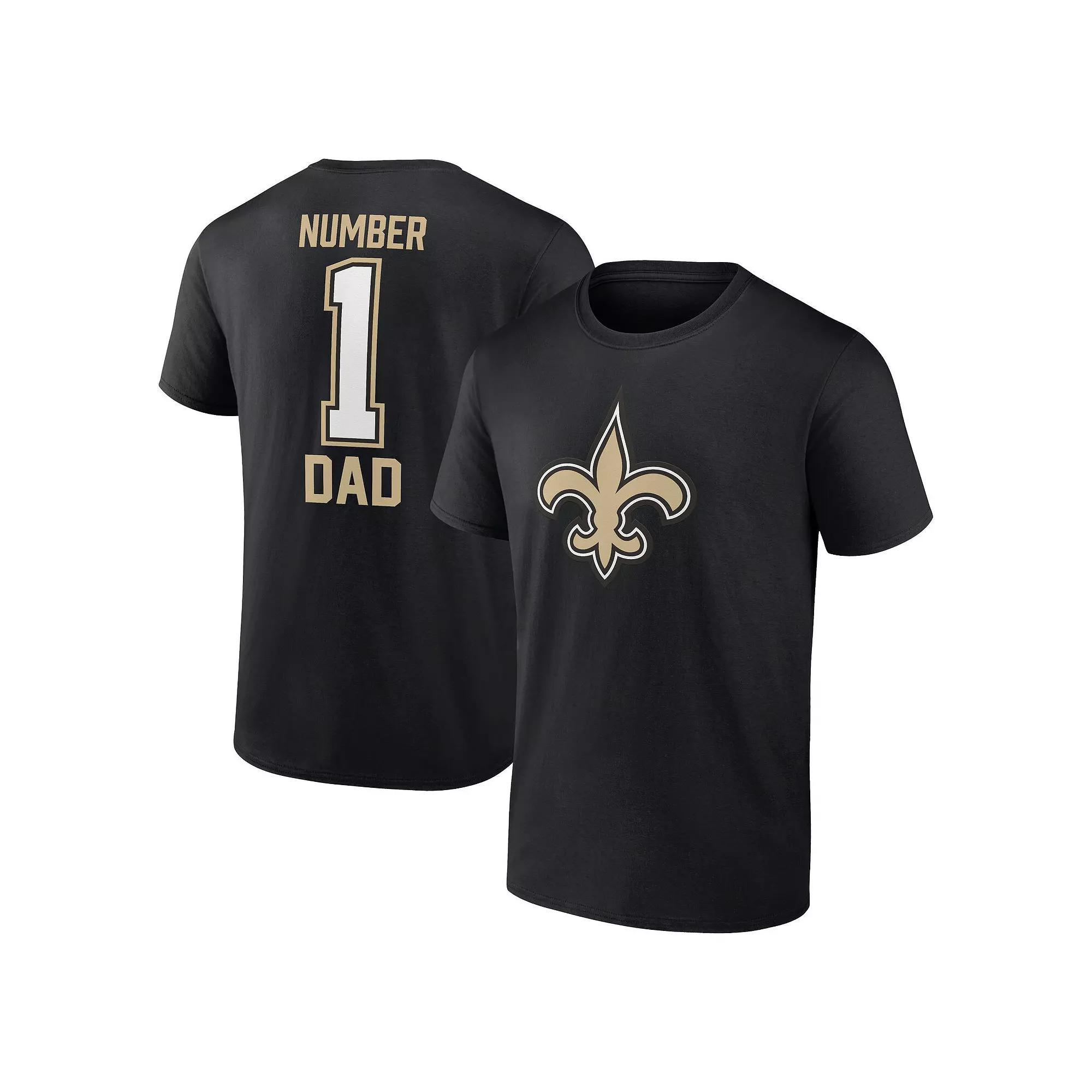 Men's Fanatics Branded Black New Orleans Saints #1 Dad T-Shirt, Size: 4XB Product Image