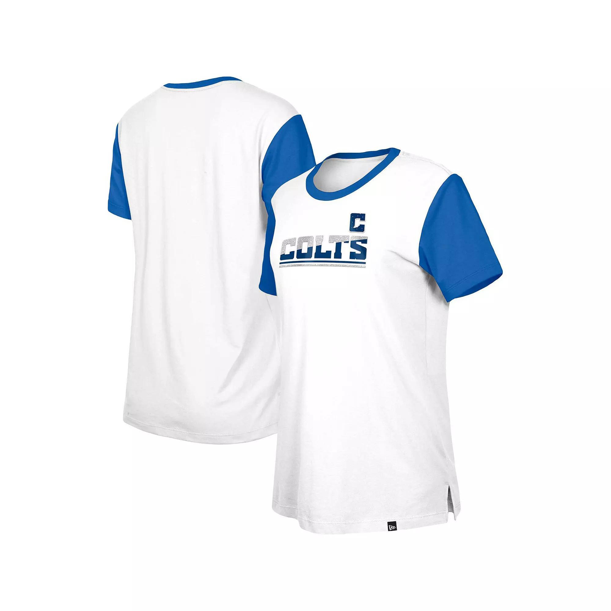 Women's New Era  White/Royal Indianapolis Colts Third Down Colorblock T-Shirt, Size: 2XL Product Image