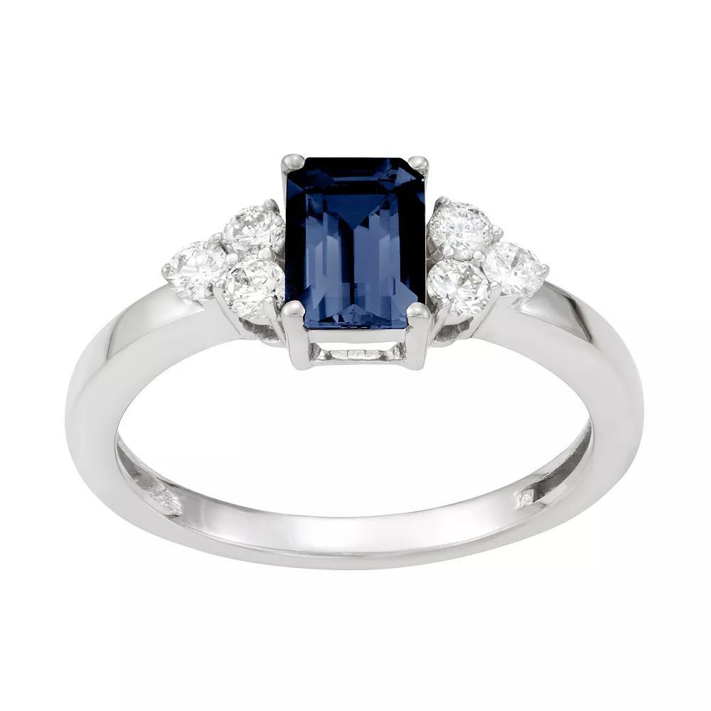 10k White Gold Gemstone & 1/3 Carat T.W. Diamond Ring, Womens Green Product Image