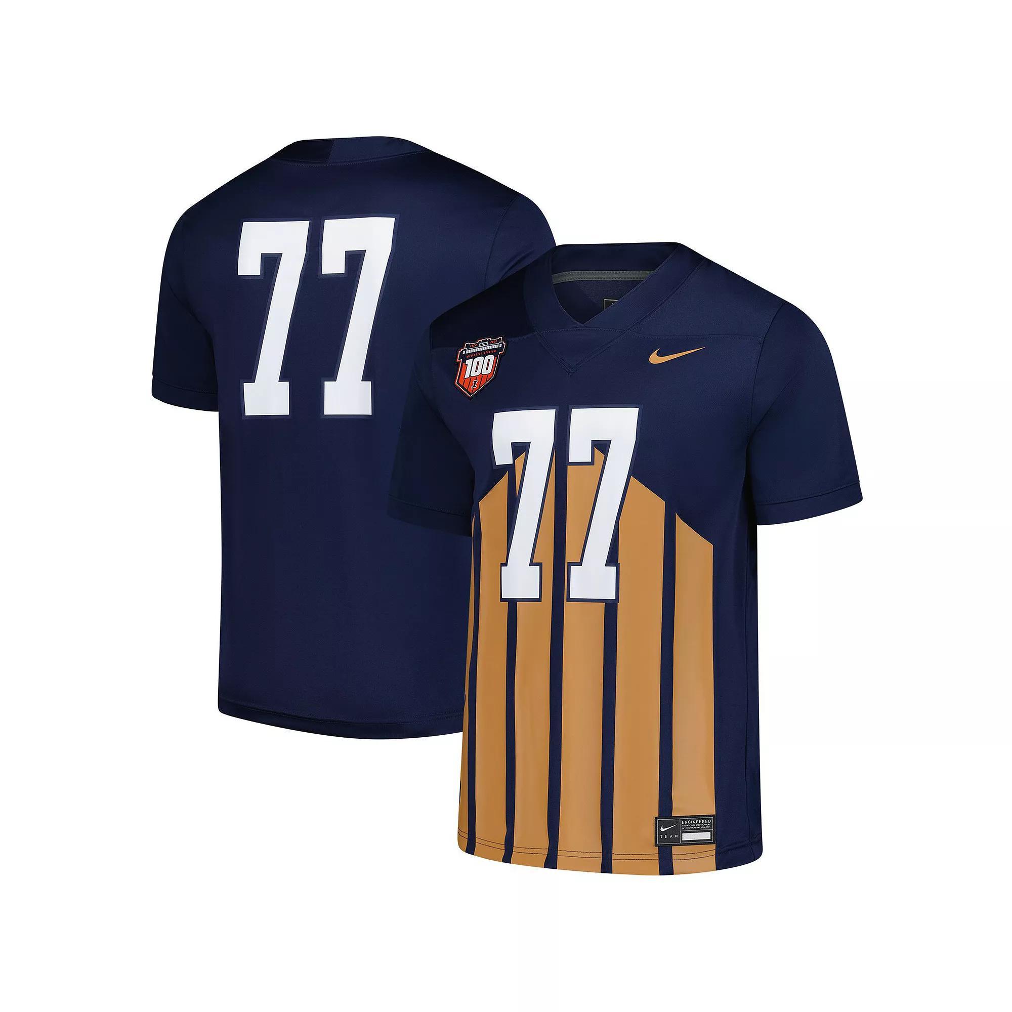 Men's Nike #77 Navy Illinois Fighting Illini Untouchable Replica Football Jersey, Size: Medium, Blue Product Image