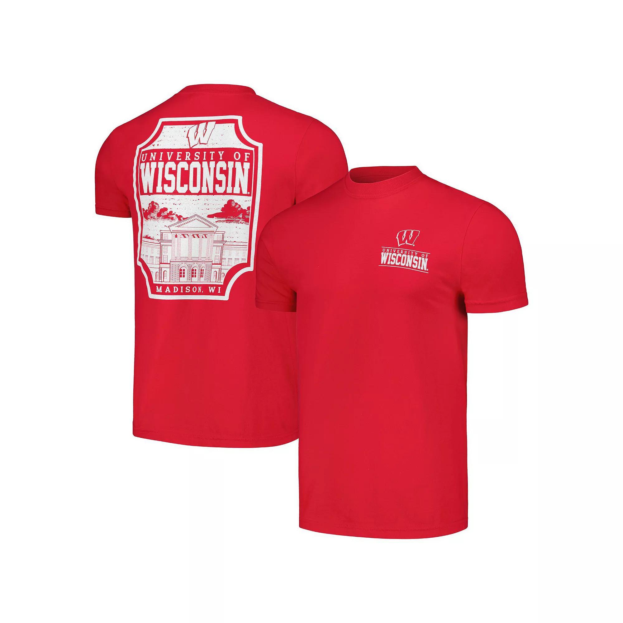 Men's Red Wisconsin Badgers Campus Badge Comfort Colors T-Shirt, Size: 2XL Product Image