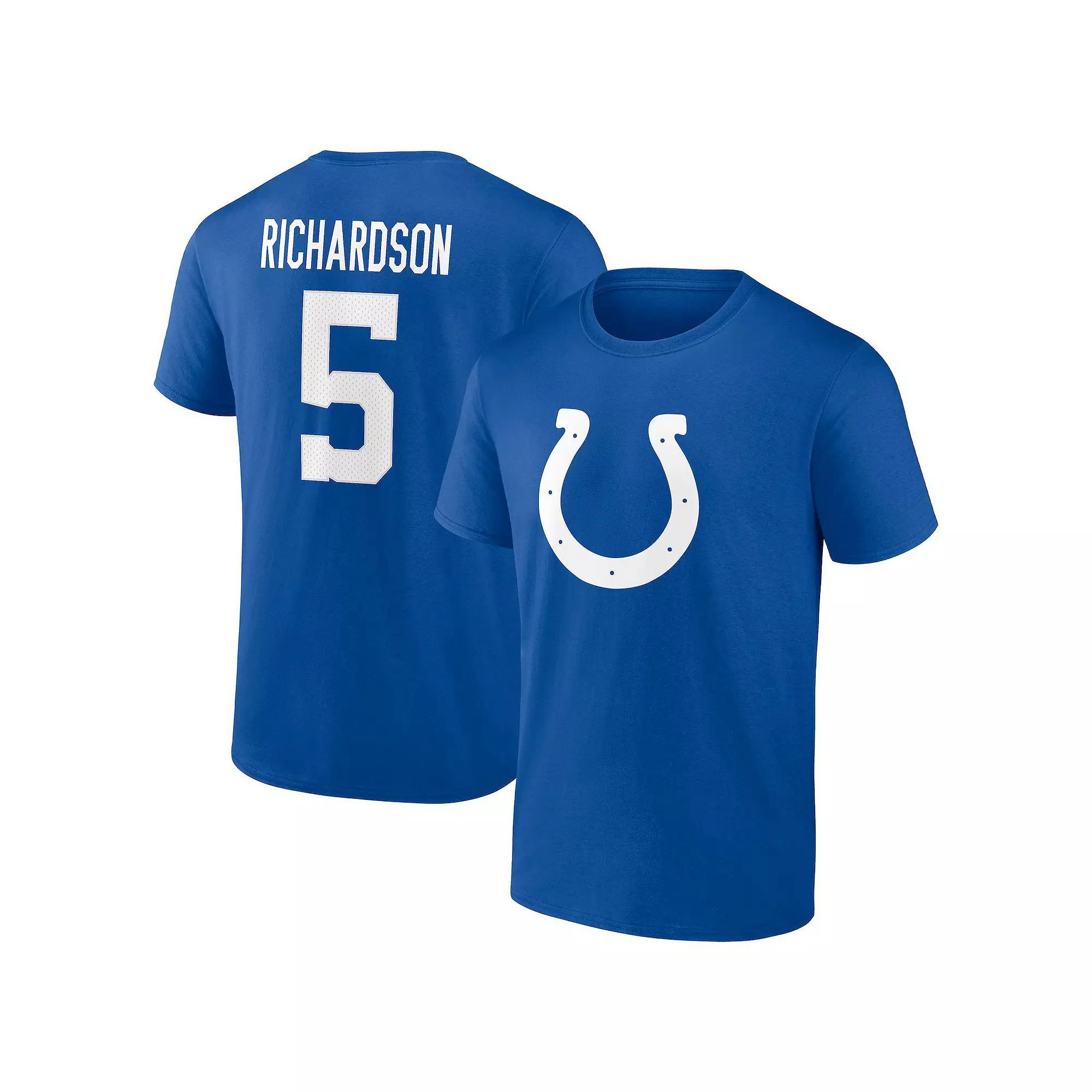 Men's Fanatics Branded Anthony Richardson Royal Indianapolis Colts 2023 NFL Draft First Round Pick Icon Name & Number T-Shirt, Size: Medium, Blue Product Image