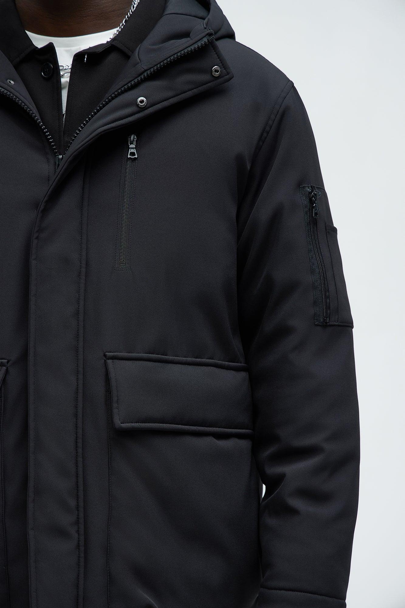 Better Days Padded Hooded Long Coat - Black Product Image