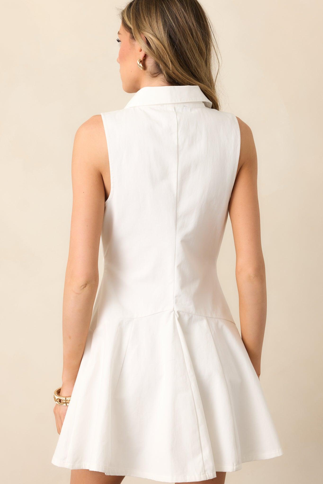 Bon Voyage Cotton White Button Front Mini Dress Product Image